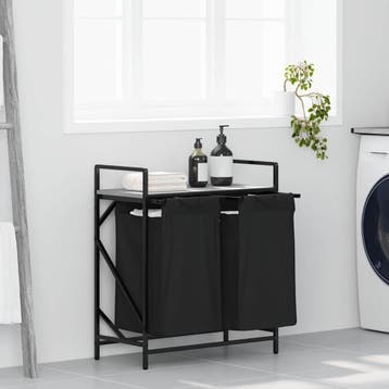 vidaXL Wasmand 2 vakken met plank grijs sonoma eiken, Verzenden