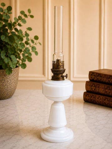 Lampe à pétrole - Verre, Cristal, Laiton