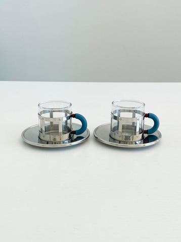 Alessi - Michael Graves - Koffieservies (2) - Staal, Glas,