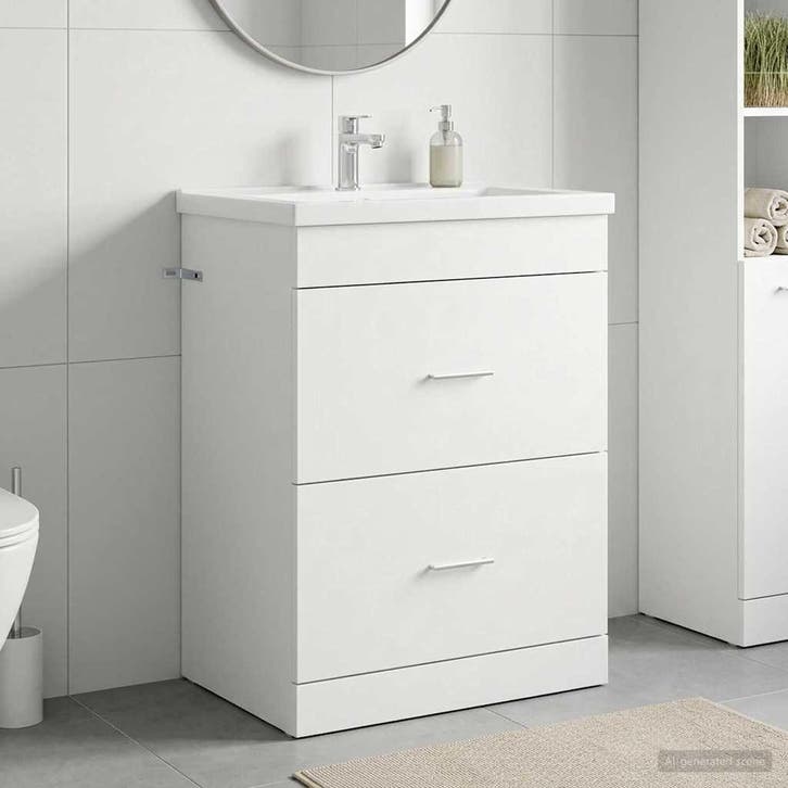 vidaXL Badkamer Onder Het Wastafel Kast Wit 56 x 37,5 x 81, Huis en Inrichting, Tafels | Kaptafels, Nieuw, Verzenden