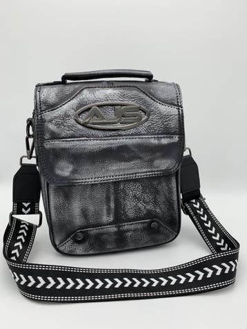 Handtas zwart/zilver schoulder bag 100% leer, Ophalen of Verzenden
