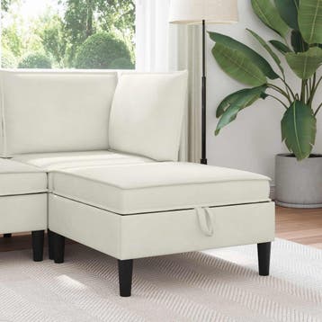vidaXL Sofa Kruk met Opbergruimte Crèmekleurig Fluweel, Maison & Meubles, Canapés | Salons, Verzenden
