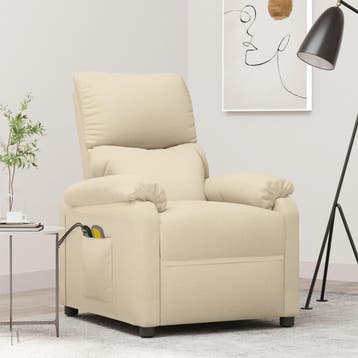 vidaXL Massagestoel elektrisch stof crèmekleurig, Verzenden, Nieuw