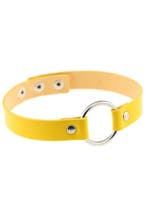 Choker Geel Ring Pu Leer Collar Ketting Halsband Sexy, Handtassen en Accessoires, Kettingen, Ophalen of Verzenden, Nieuw, Geel