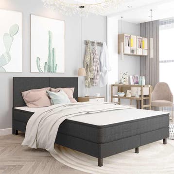 vidaXL Boxspringframe stof grijs 180x200 cm, Verzenden, Nieuw