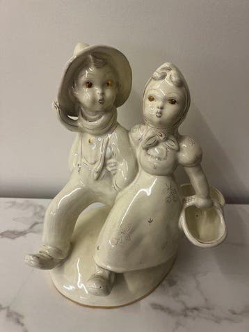 Labor - Figuur - Coppia di bambini con cesti - Porselein