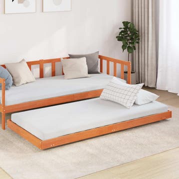 vidaXL Bedframe met wiel Wasbruin 70 x 190 cm Massief, Verzenden