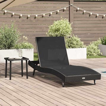 vidaXL Ligstoel 2 st poly rattan Zwart, Verzenden