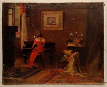 Vigh Bertalan (1890-1946) - Donna seduta al pianoforte, Antiek en Kunst