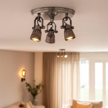 Plafondlampen Plafonniere Westham Antiek Zilver, Maison & Meubles, Lampes | Plafonniers, Verzenden