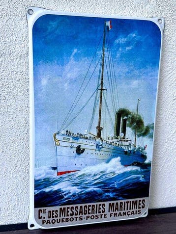 No reserve- Emaille reclamebord C.ie Des Messageries