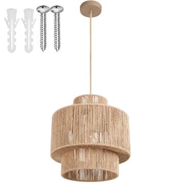 tectake Hanglamp Allegra van jute in boho-stijl, 40W - natuu, Verzenden, Nieuw
