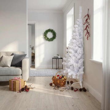 vidaXL Kunstkerstboom met standaard half 180 cm PVC wit, Diversen, Verzenden, Nieuw