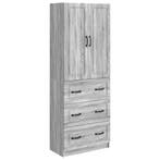 vidaXL Kast Set 2 pcs Grijs Sonoma 66 x 34,5 x 87 cm Bewerkt, Huis en Inrichting, Verzenden, Nieuw
