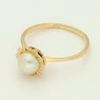 Ring - 18 karaat Geel goud - Parel, Handtassen en Accessoires, Ringen, Nieuw