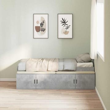 vidaXL Bedframe met lade Beton Grijs 90 x 200 cm Bewerkt, Verzenden, Nieuw
