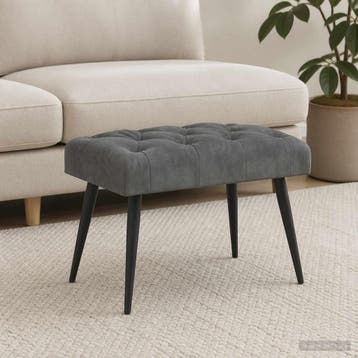 vidaXL Bank met knopen tufting Donkergrijs 60 x 40 x 45 cm, Verzenden