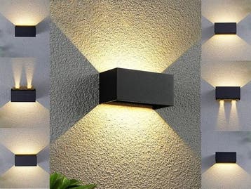 Veiling - 8x 12W LED zwart Wandlamp 4 licht verstelbaar wate, Nieuw