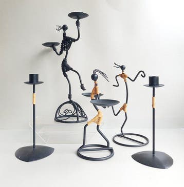 Laurids lonborg - Kandelaar (5) - IJzer, Rattan, Antiek en Kunst