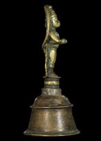 hindou Laiton Cloche avec poignée du dieu singe Hanuman, Antiquités & Art