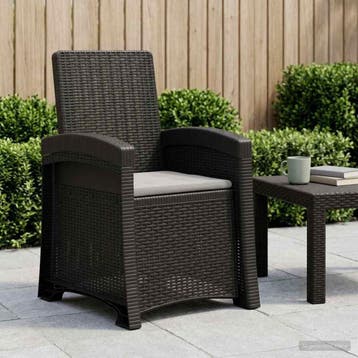 vidaXL Ligstoel Rieten Look Anthraciet en Lichtgrijs PP, Tuin en Terras, Tuinstoelen, Verzenden, Nieuw