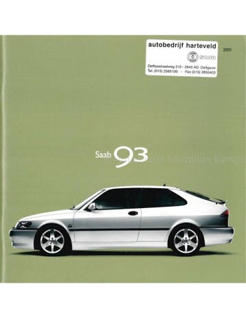 2001 SAAB 9-3 BROCHURE NEDERLANDS, Nieuw