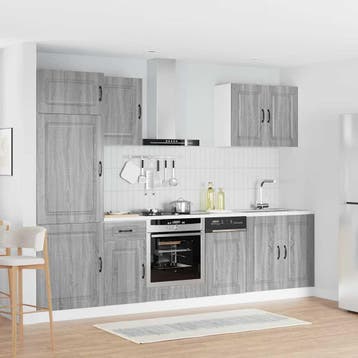 vidaXL 7-delige Keukenkastenset Kalmar bewerkt hout grijs, Verzenden, Nieuw