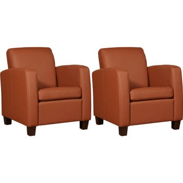 Set van 2 Leren fauteuils Joy - Toledo Natur (cognac) -, Huis en Inrichting, Nieuw, Ophalen of Verzenden, 50 tot 75 cm, Leer