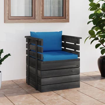 vidaXL Tuinfauteuil met kussens pallet grenenhout, Verzenden