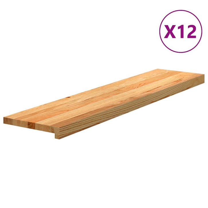vidaXL Traptreden 12 st 110x30x2 cm massief eikenhout, Doe-het-zelf en Bouw, Ladders en Trappen, Nieuw, Verzenden