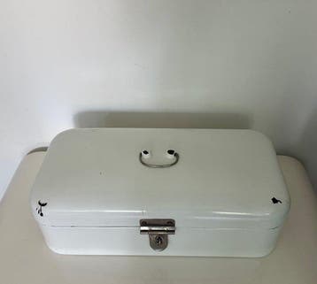 Récipient de cuisine - Émail, Métal, Chrome - Boîte à pain