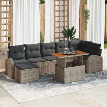vidaXL Tuinbank Set 8 st Grijs, Verzenden, Nieuw