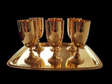 Mok (7) - Metaal - Champagneglazen met dienblad