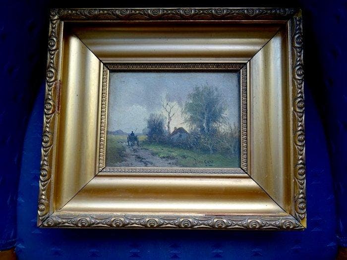 Henk Jan Ten Cate (1867-1955) - boeren landschap, Antiquités & Art, Art | Peinture | Classique