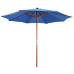 vidaXL Parasol met houten paal 300x258 cm blauw, Tuin en Terras, Parasols, Verzenden, Nieuw