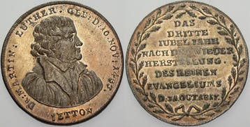 Verzilverte Kupfermedaille 1817 Reformation, Verzenden