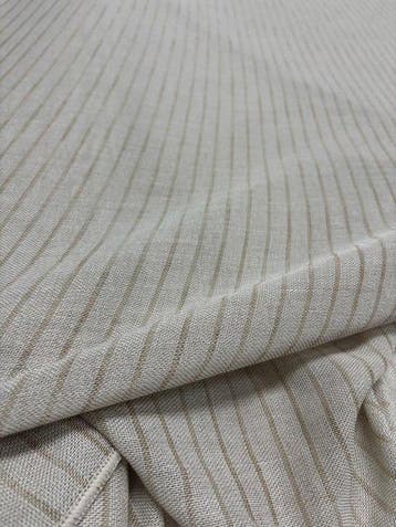 Tissu pour rideau mélangé lin à rayures verticales taupe,