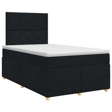 vidaXL Boxspringbed met matras met hoofdeinde Zwart 120 x, Verzenden
