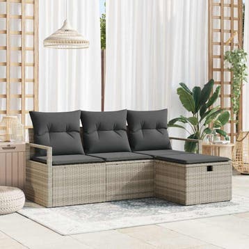 vidaXL Bankstel 4 st 4-Aantal zitplaatsen Lichtgrijs poly, Tuin en Terras, Verzenden, Nieuw