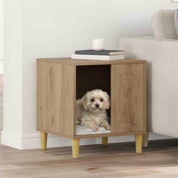 vidaXL Hondenhuis Artisanaal eiken 44 x 42 x 49 cm Bewerkt, Dieren en Toebehoren, Verzenden, Nieuw
