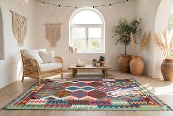 Kleurrijke kilim - ongebruikt - Vloerkleed - 180 cm - 125 cm, Huis en Inrichting, Stoffering | Tapijten en Vloerkleden, Nieuw