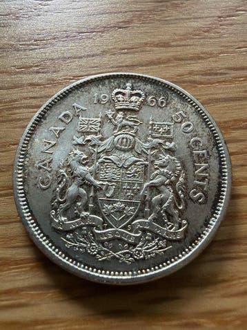 Canada. 50 Cent 1966, Königin Elisabeth II. 11,66 g