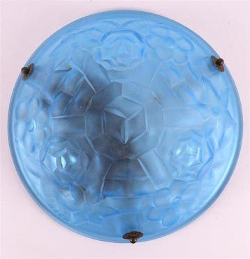 Deque - Lamp - gesatineerd glas - Art deco schaallamp Deque, Antiquités & Art