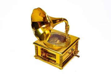 Muziekdoos speeldoos miniatuur replica Grammofoon -