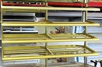 Koof met verlichting, aluminium, goudkleurig, L199,5 x D11 x, Articles professionnels, Aménagement de Bureau & Magasin | Commerce & Inventaire