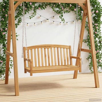 vidaXL Schommelbank 114 x 61 x 61,5 cm Massief Teakhout, Tuin en Terras, Verzenden, Nieuw