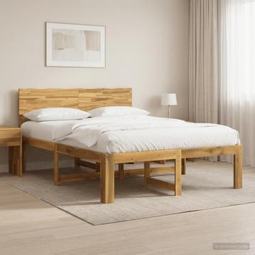 vidaXL Tweepersoonsbed met hoofdbord ROSTOCK Wit 140 x 200, Huis en Inrichting, Slaapkamer | Bedden, Verzenden, Nieuw