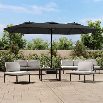 vidaXL Parasol dubbel 449x265 cm antracietkleurig, Verzenden, Nieuw