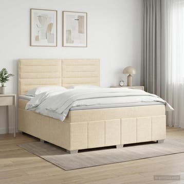 vidaXL Boxspringbed met matras Crèmekleurig 140 x 200 cm, Verzenden