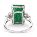 Bague Platine - 8.10ct. tw. Émeraude - Diamant - Emerald